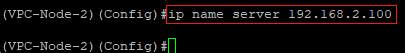 Enter a DNS server on the VPC-Node-2 via the CLI