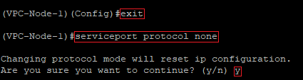 Deactivate the DHCP client of the service port on the VPC-Node-1 via the CLI