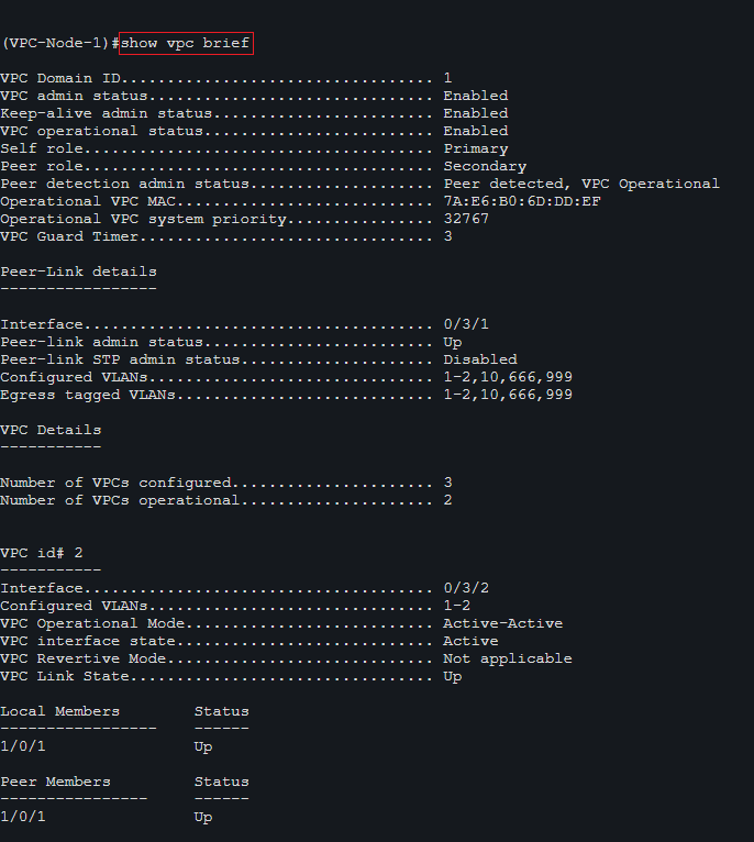 Overview of the VPC status information on the CLI