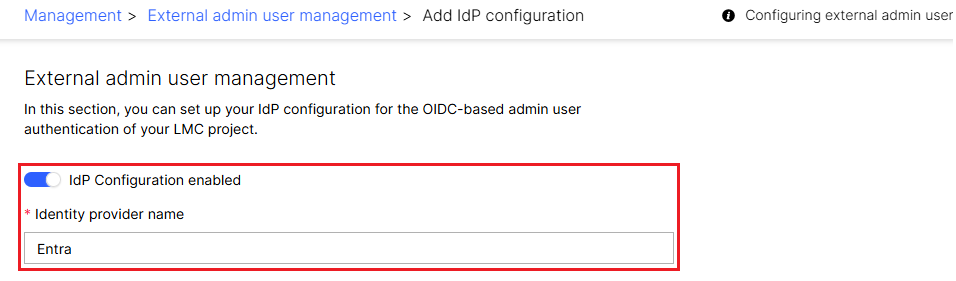 Activate IdP and enter a name