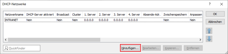 Neues DHCP-Netzwerk anlegen