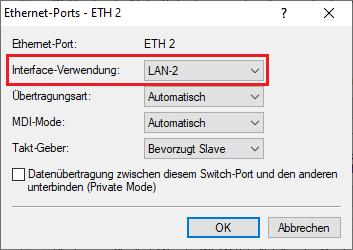 Ethernet-Port ein separates logisches LAN-Interface zuweisen