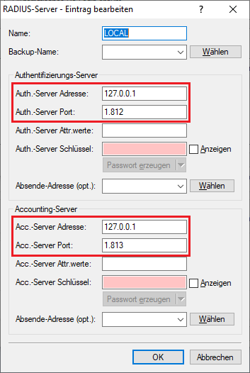 Kontrolle der vorhandenen Ports auf Standard-Parameter