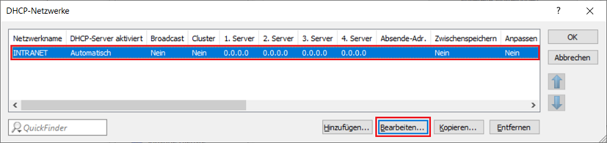 Netzwerk INTRANET (Verwaltungs-Netzwerk) bearbeiten