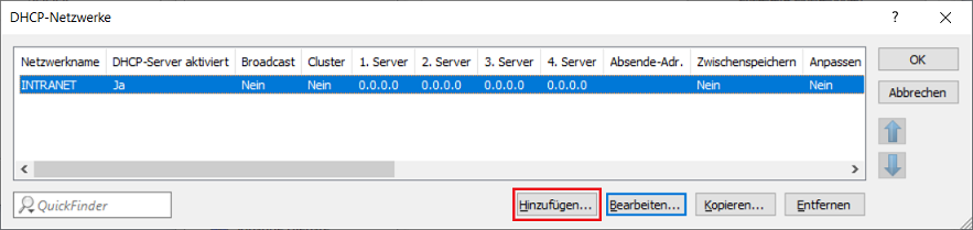 Weiteres DHCP-Netzwerk anlegen