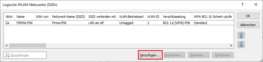 Weiteres logisches WLAN-Netzwerk erstellen