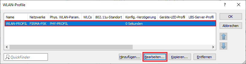 Vorhandenes WLAN-Profil bearbeiten