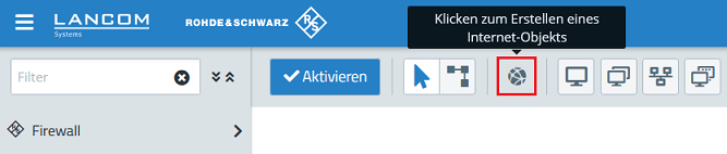 Internet-Objekt auf dem Desktop der Unified Firewall erstellen