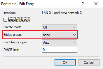 Check, that no bridge group is assigned to the logical interface LAN-3