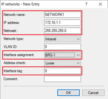 Enter the IP parameters, interface and ARF tag for the employee network