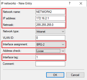 Enter the IP parameters, interface and ARF tag for the guest network