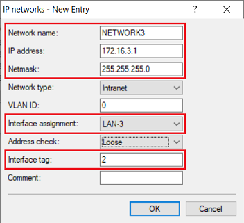 Enter the IP parameters, interface and ARF tag for the server network