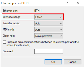 The interface LAN-1 must be assigned to ETH 1