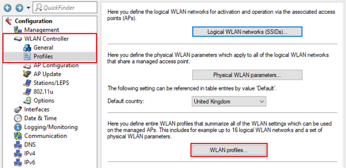 Open the menu WLAN profiles