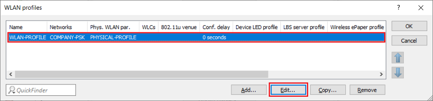 Modify the existing WLAN profile