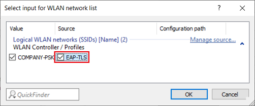 Select the newly created logical WLAN profile