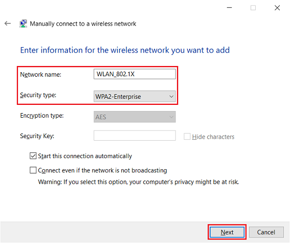 Set the Wi-Fi name and the encryption method for the wireless network