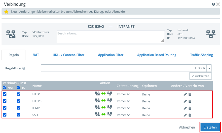 Protokolle für die Kommunikation in der Verbindung hinterlegen