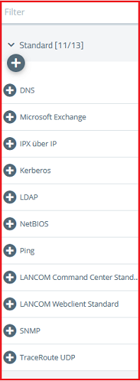 Auswahlliste für die Protokolle