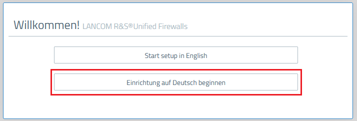 Auswahl der Sprache für den Setup-Assistenten